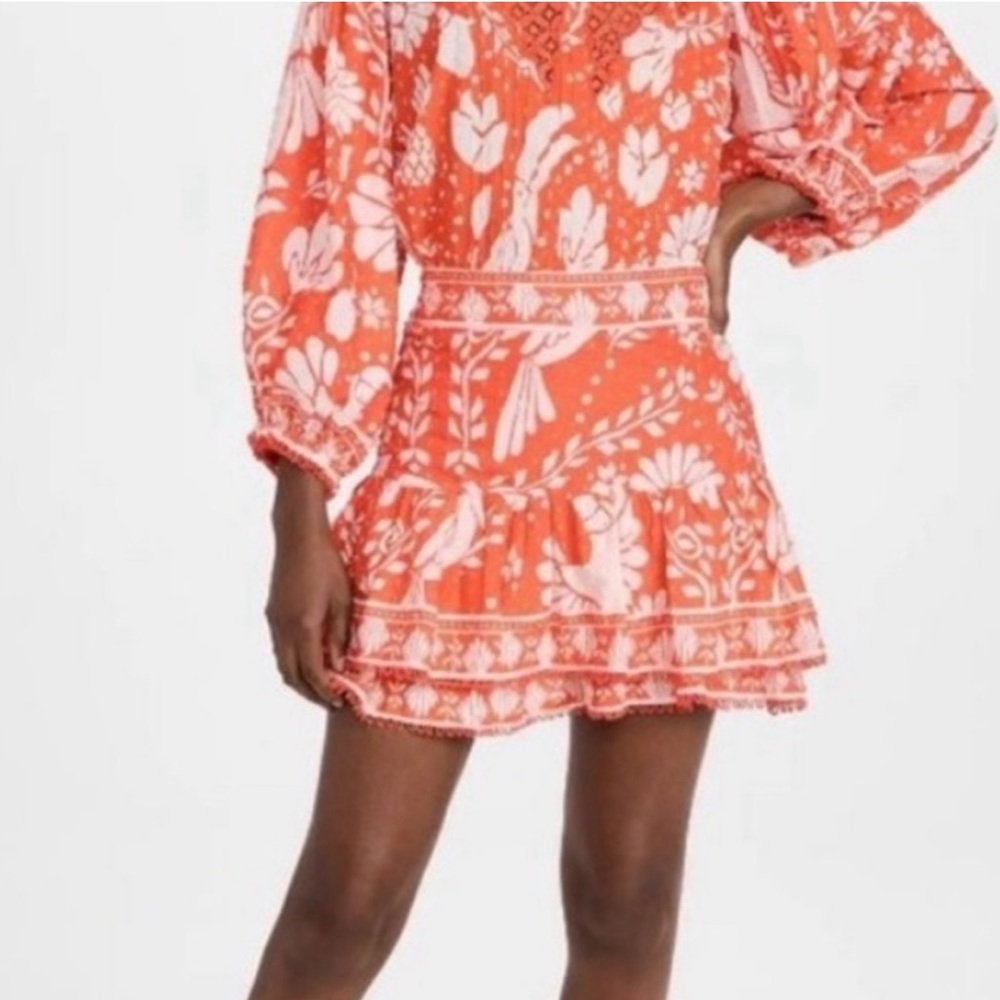 FARM RIO Jungle Mini Skirt, Orange Neon, Med NWT
